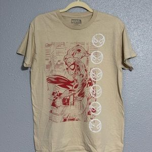 Selling this Medium Spider-Man tee, it’s a tan and red tee.